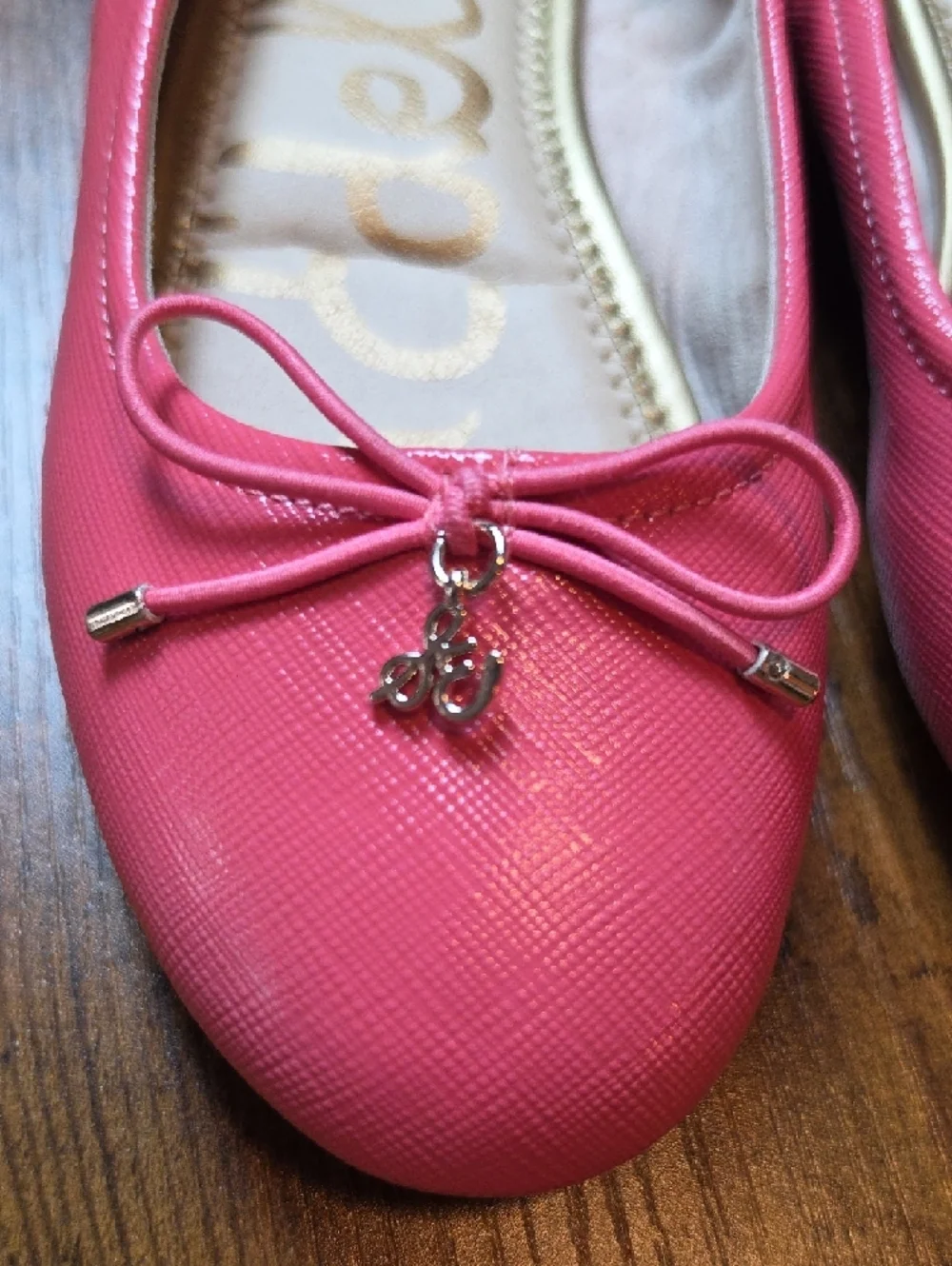 Girls Pink Ballet Flats with Bow Accent